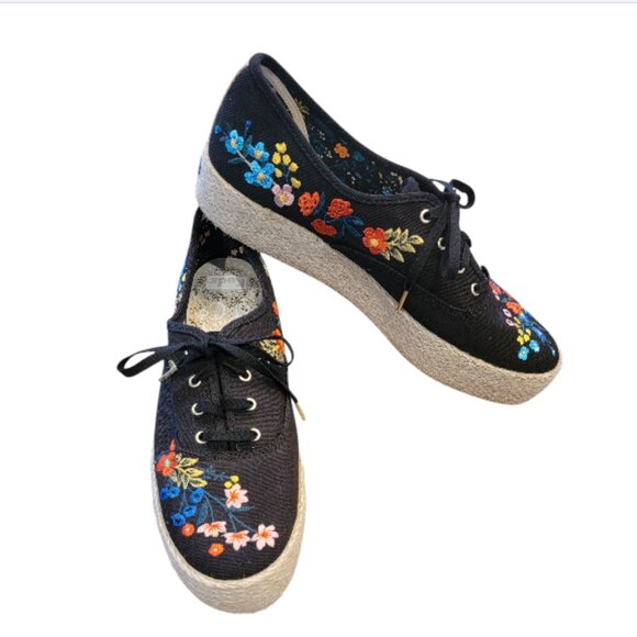 Keds Shoes - Keds x Rifle Paper Co. Triple Kick Wildwood Sneaker Black Floral